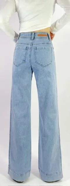 Sailor Wide Leg Pocket Jeans - Light Blue