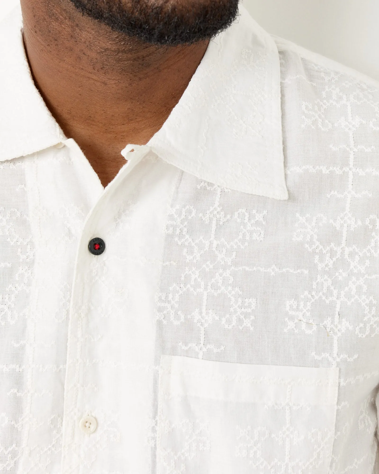 Schiffli Chintan Shirt in White