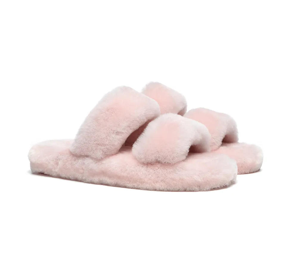 UGG Australian Shepherd Double Strap Fluffy Slides Women Jessica