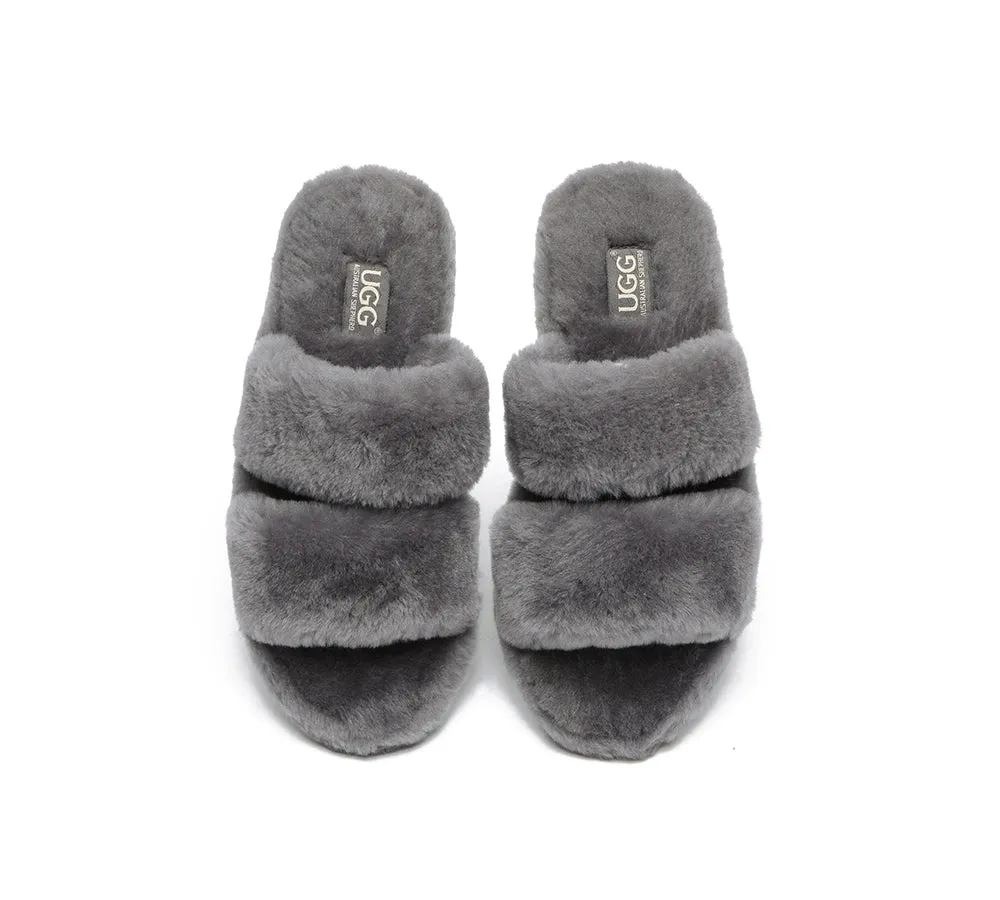 UGG Australian Shepherd Double Strap Fluffy Slides Women Jessica