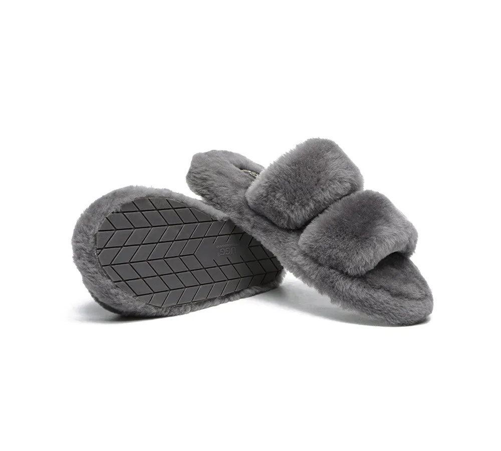 UGG Australian Shepherd Double Strap Fluffy Slides Women Jessica