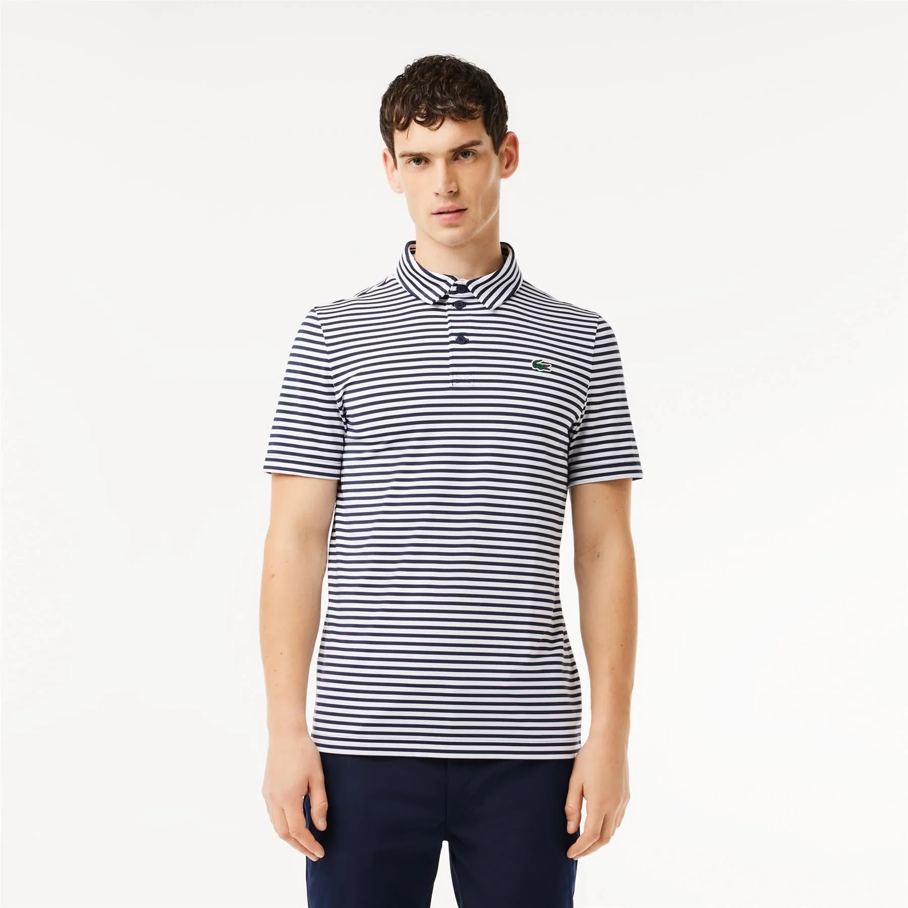 Ultra-Dry Regular Fit Stretch Golf Stripe Polo Navy/White - SS24