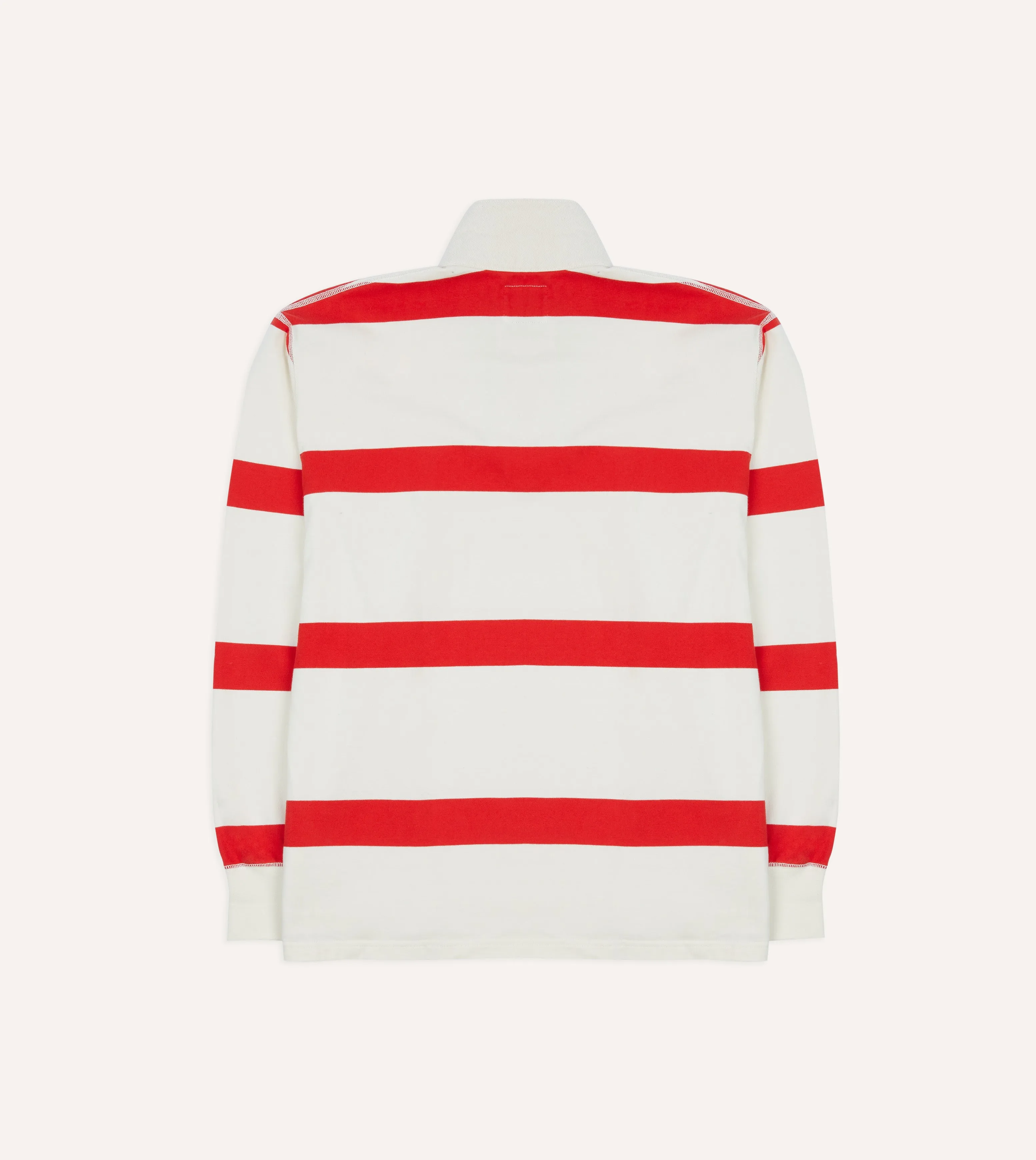 White and Red Stripe Cotton Rugby Shirt