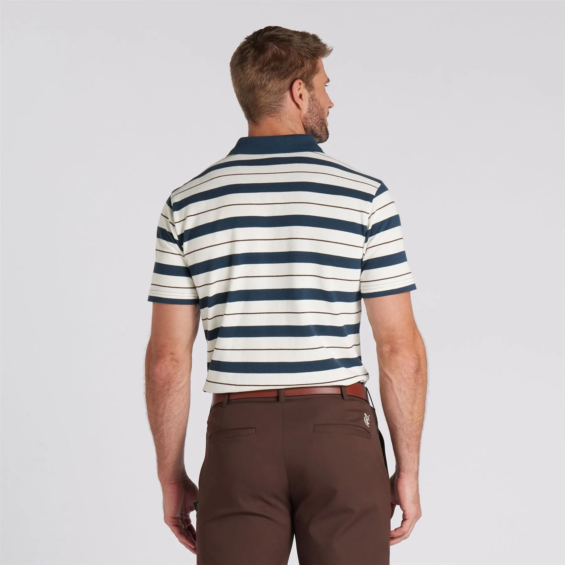 x QGC Sunday Stripe Polo White/Navy - SS24